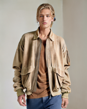 McKenzie Tribe Vintage Tan Goat Suede Leather Jacket